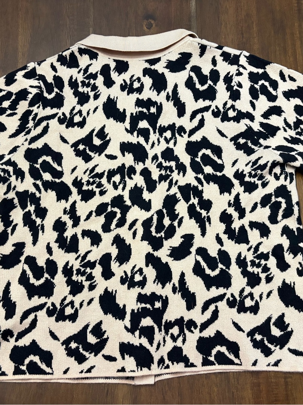 Women’s Beige and Black Leopard Print Polo Button-Up Top by Nicole Miller - Picture 8 of 8